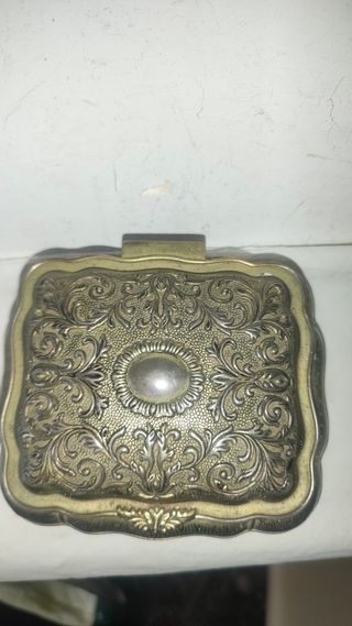 Antiguo joyero joyas francés estaño zinc 1900