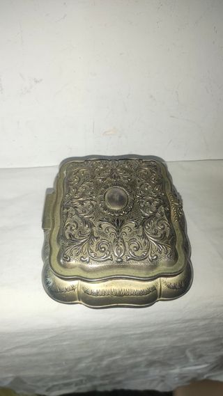 Antiguo joyero joyas francés estaño zinc 1900