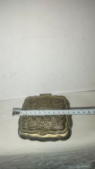 Antiguo joyero joyas francés estaño zinc 1900