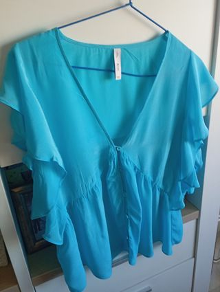 Top Mango turquesa - Talla M
