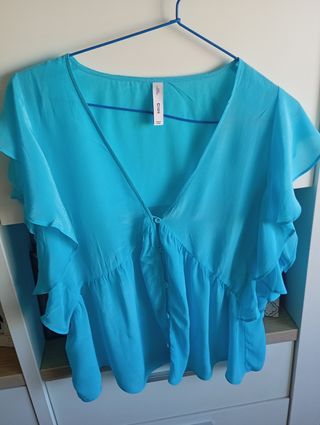 Top Mango turquesa - Talla M