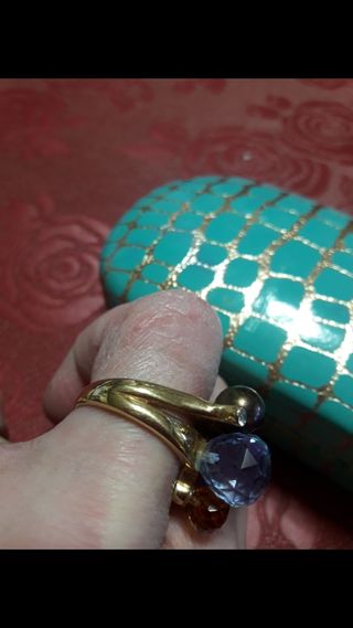 Anillo oro 18k | Amatista, agua Marina , ambar ...