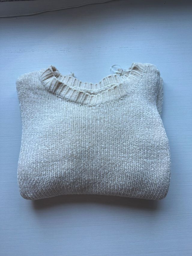 Jersey blanco roto de mujer