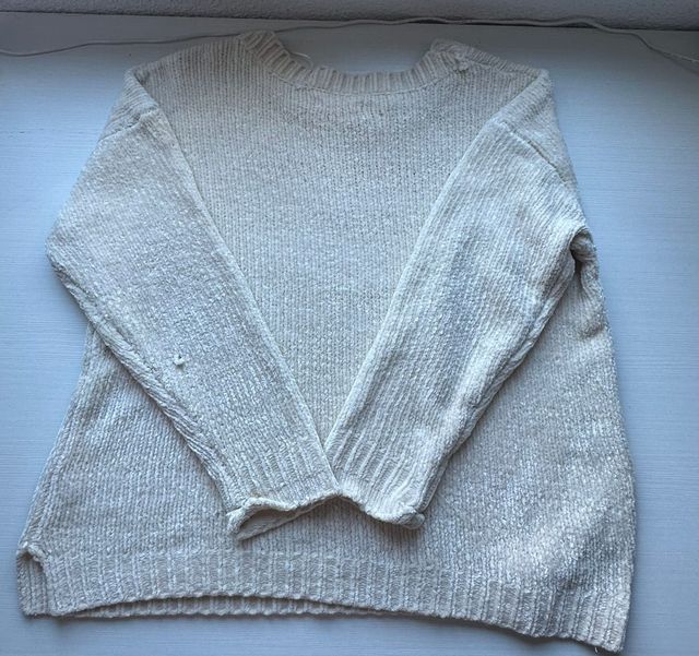 Jersey blanco roto de mujer