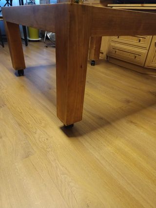 Mesa café cuadrada - madera y cristal