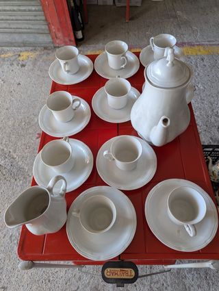 Juego café porcelana blanco