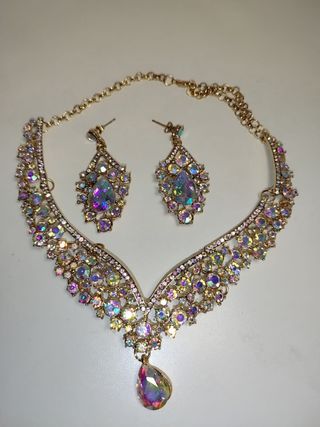 Conjunto Joyas Dorado Multicolor
