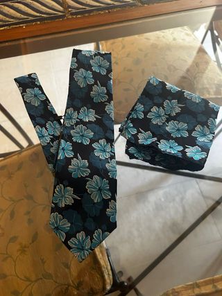Corbata y pañuelo | Teal & Negro