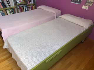 Cama nido juvenil marrón-verde