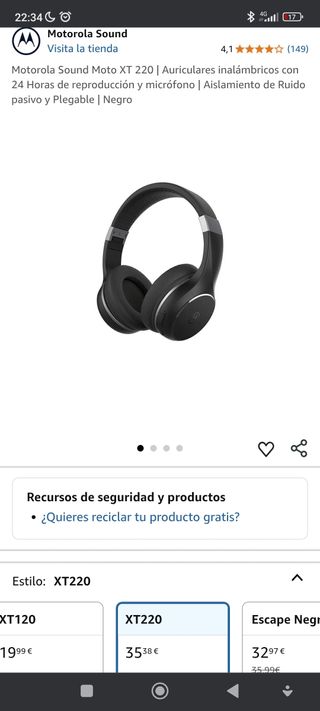 Auriculares inalámbricos Motorola Moto XT220.
