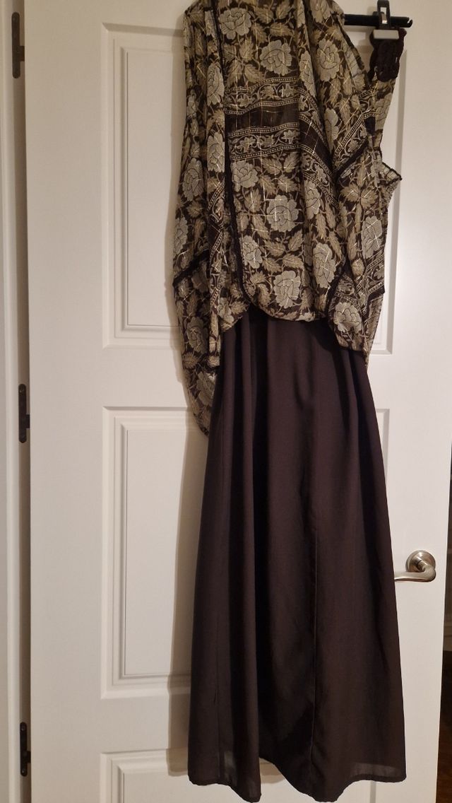 Vestido midi crochet marrón estampado