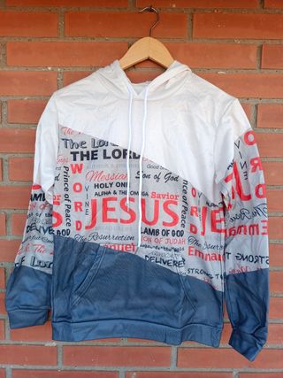 Sudadera cristiana - Blanco/Azul