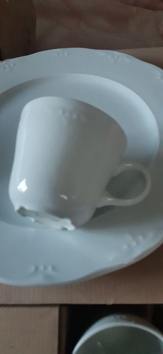 Juego café porcelana blanco