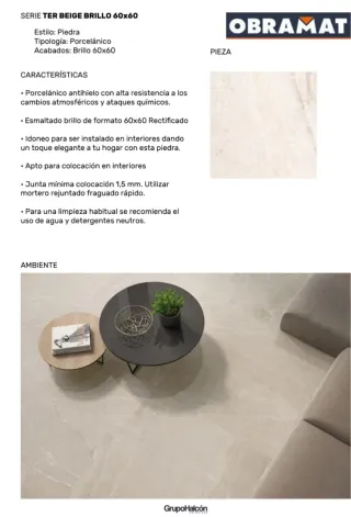 9,5€/cajas. Suelo porcelánico beig 60x60. 19 cajas