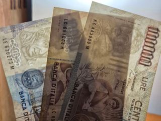 3 Banconote Lire Italiane 10000-50000-100000