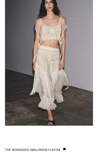 Conjunto  bordado abalorios zw coleccion zara 