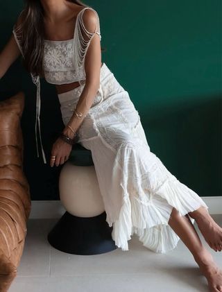Conjunto  bordado abalorios zw coleccion zara 
