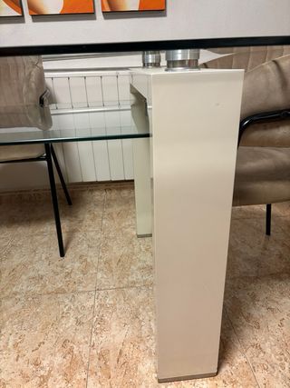 Mesa cristal moderna - blanca