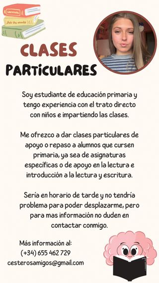 Ofrezco servicio de clases particulares