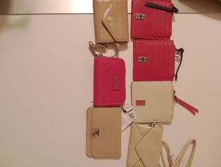 Monederos mujer - beige y rojo