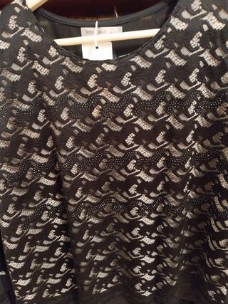 2 Top pizzo nero oro MISS&MAX