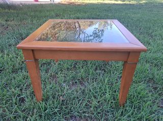 Mesa centro madera cuadrada con cristal