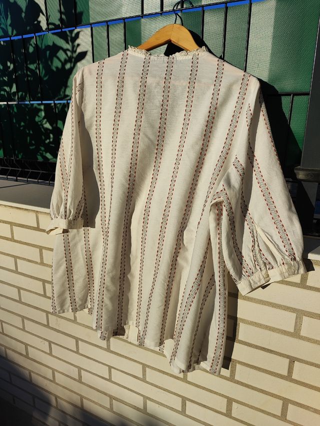 Blusa rayas beige-granate