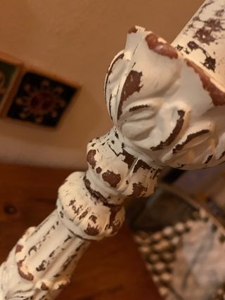 Candelabro shabby chic bianco in cera