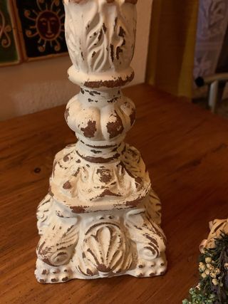 Candelabro shabby chic bianco in cera