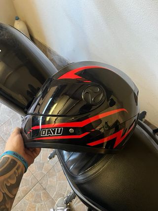 Casco moto nero/rosso