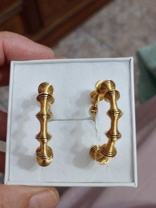 Pendientes argollas trenzadas oro