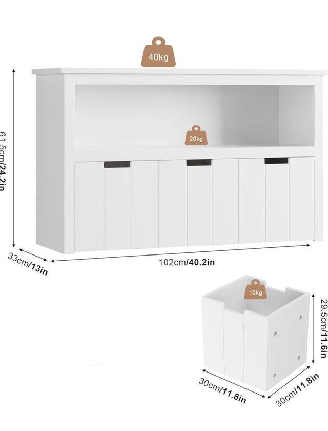Mueble almacenaje blanco infantil