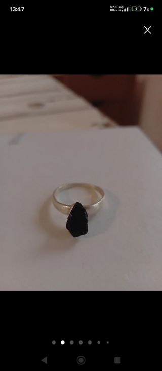 Anillo plata piedra negra