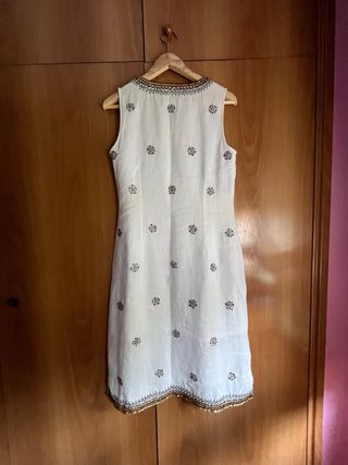 Vestido El Corte Inglés blanco y dorado (VENDO)
