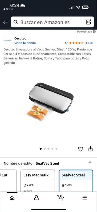 Envasadora Cecotec SealVac Steel