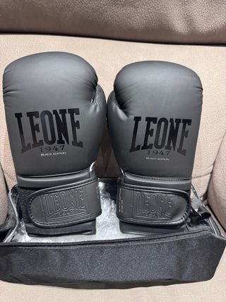 Guantes y espinilleras boxeo Leone Black Edition 