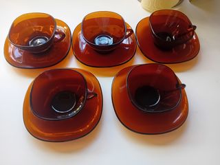 Juego café vidrio Vereco vintage