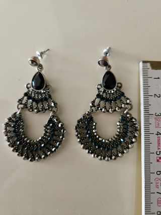 Orecchini pendenti blu e argento