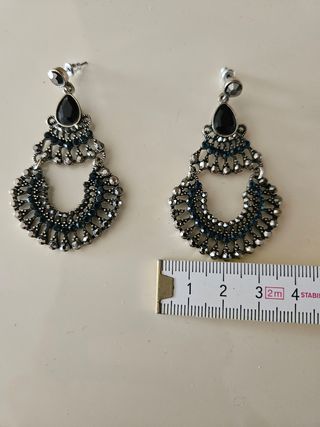 Orecchini pendenti blu e argento