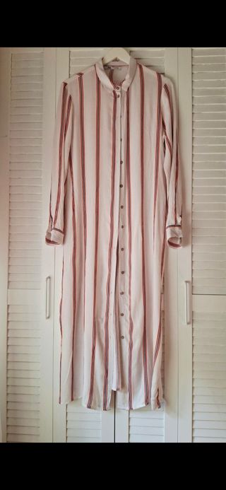 Camisa larga rayas rojas-blancas