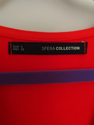 Vestido rojo coral con  lazada - Talla s