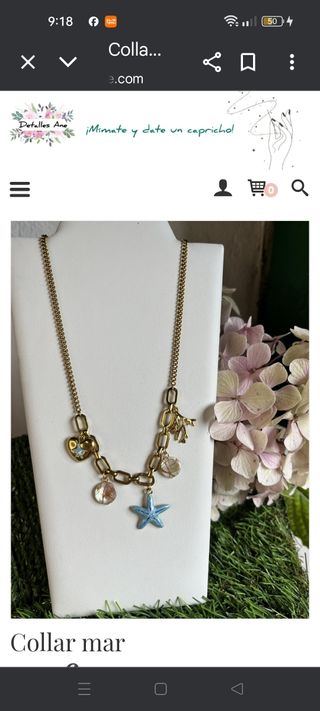 Collar dorado con estrellas de mar
