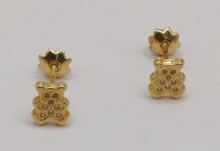 Pendientes Osos circón oro 18k, 0,50gr. Ref. G-989