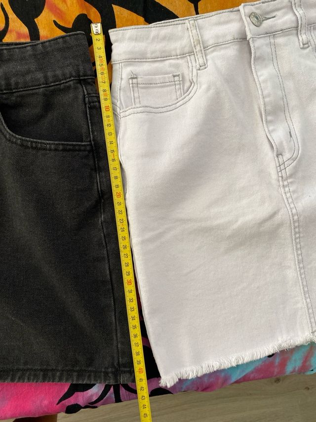 2 gonne jeans elasticizzato: nera & bianca