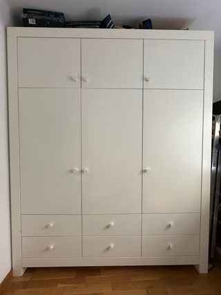 Armario blanco 3 puertas + cajones y comoda