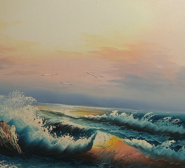 Cuadro óleo mar, paisaje marino