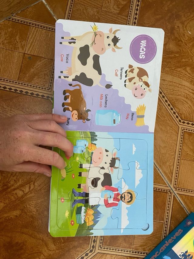 lote libros con puzzle + libro infantil con solapa