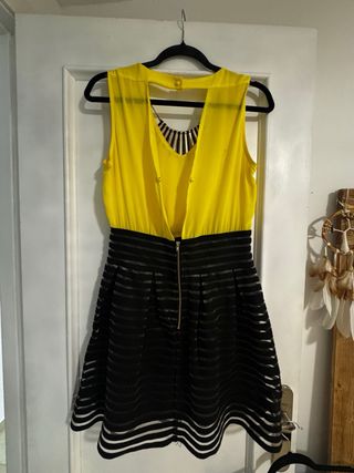 Vestido fiesta negro-amarillo