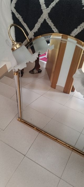 Espejo baño dorado con luz