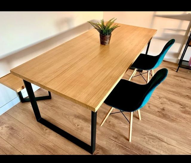 Mesa comedor madera metal - banco